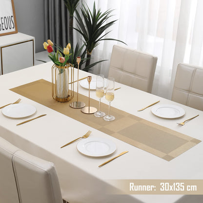 PVC Table Runner for Dinner and Coffee Table, Gold