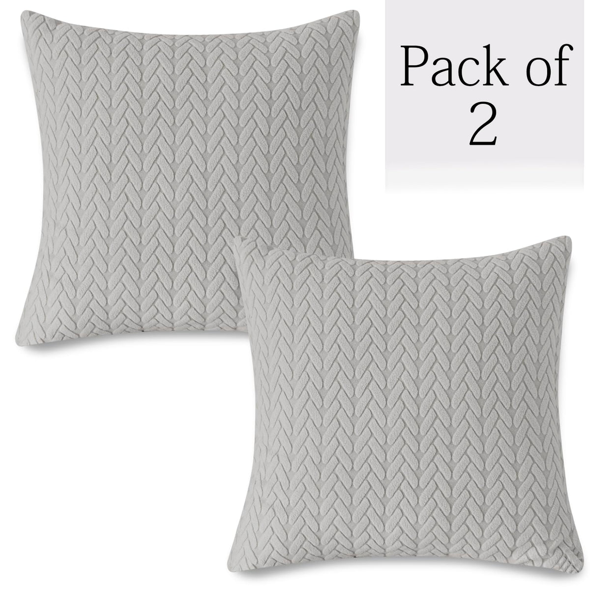 Light Grey Colour Grid Texture Jacquard Zippered Pillow Cover Set