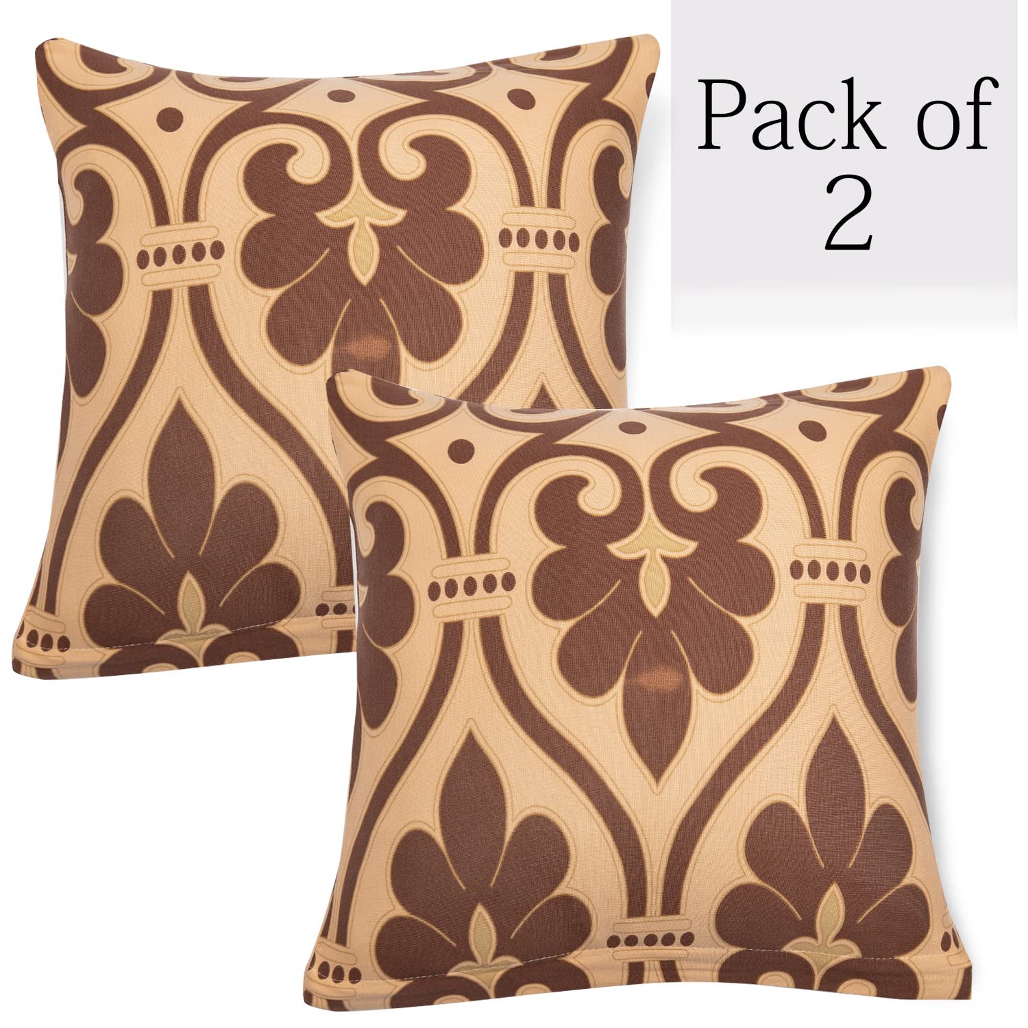 Elastic Stretchable Printed Sofa Cover and Cushion Cover, Beige Damask