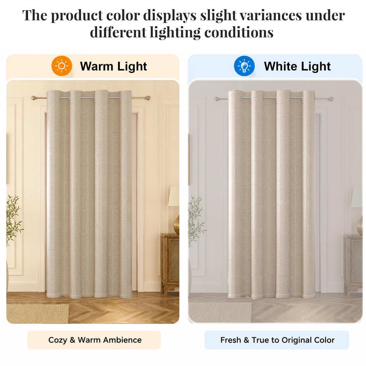 HOKIPO Eden Eyelet Curtains, 7 Feet Long - Soft Beige - image 6