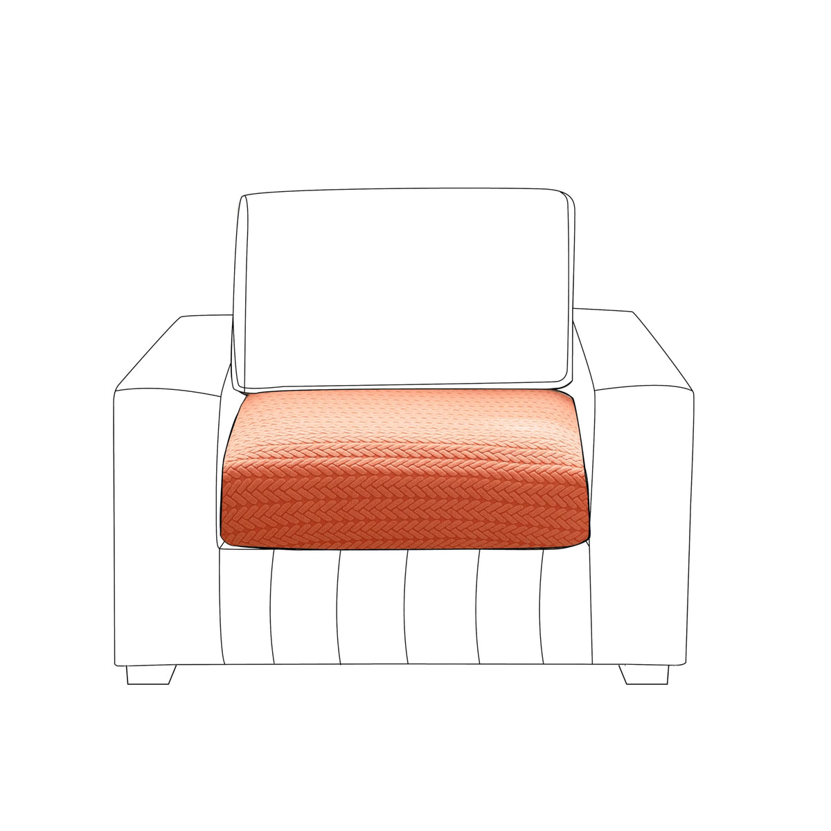 Stretchable Thick Jacquard Textured Seat Couch Cushion Cover for 1/2/3 Seaters, Orange