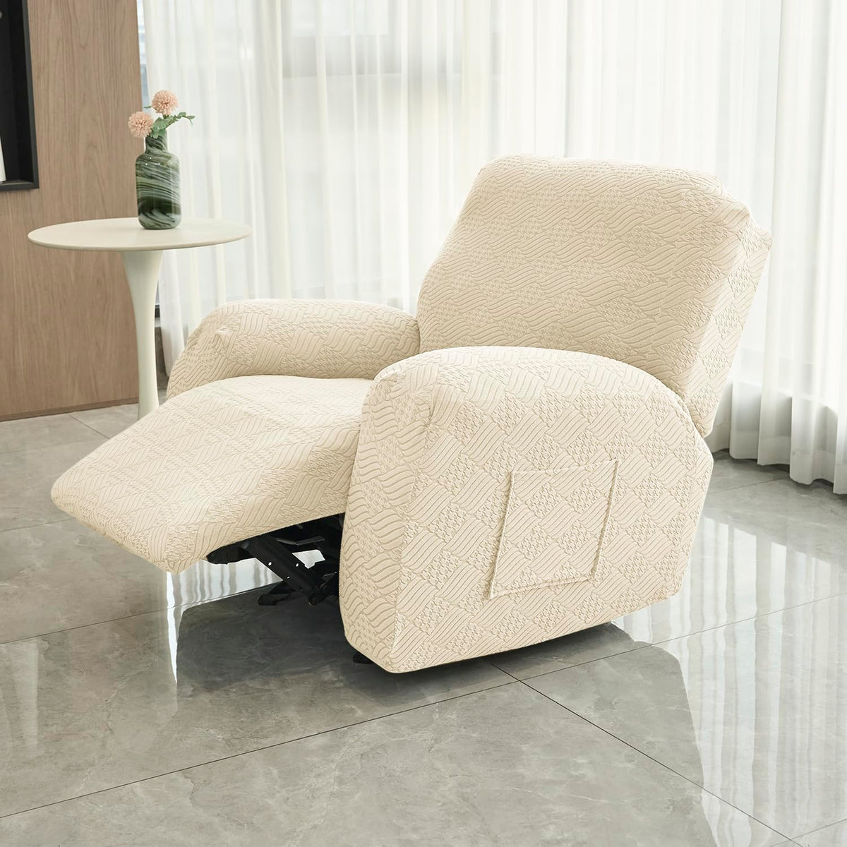 Buy Beige Colour Jacquard Recliner Chair Cover