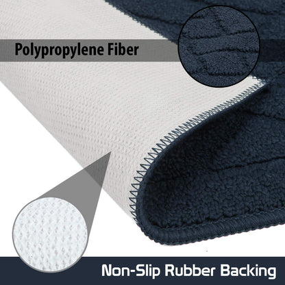 Front Door Inside and Outside Dirt Trapper Mat Polypropylene Fiber Anti-Slip Rubber Back Machine Washable Mat, Rectangular - 45 x 70 cm, Blue