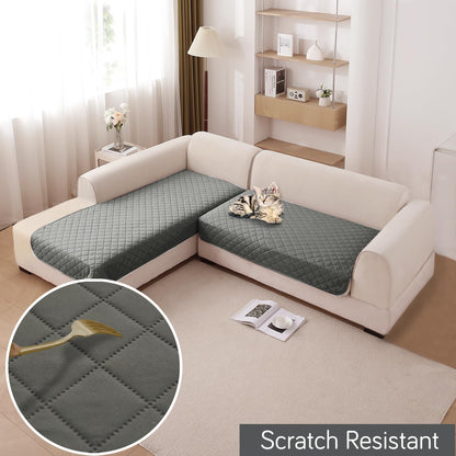 HOKIPO Waterproof Quilted Quick Dry L Shape Sofa Seat Cover Mat, Light Grey