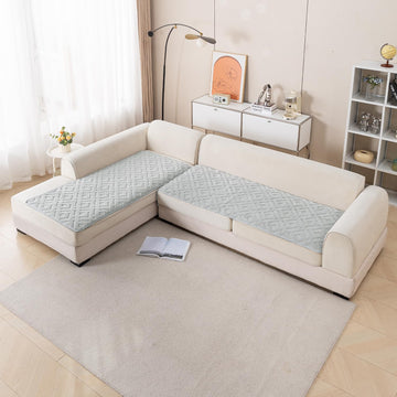 Light Grey Colour Velvet Maze Premium L Shape Sofa Cover
