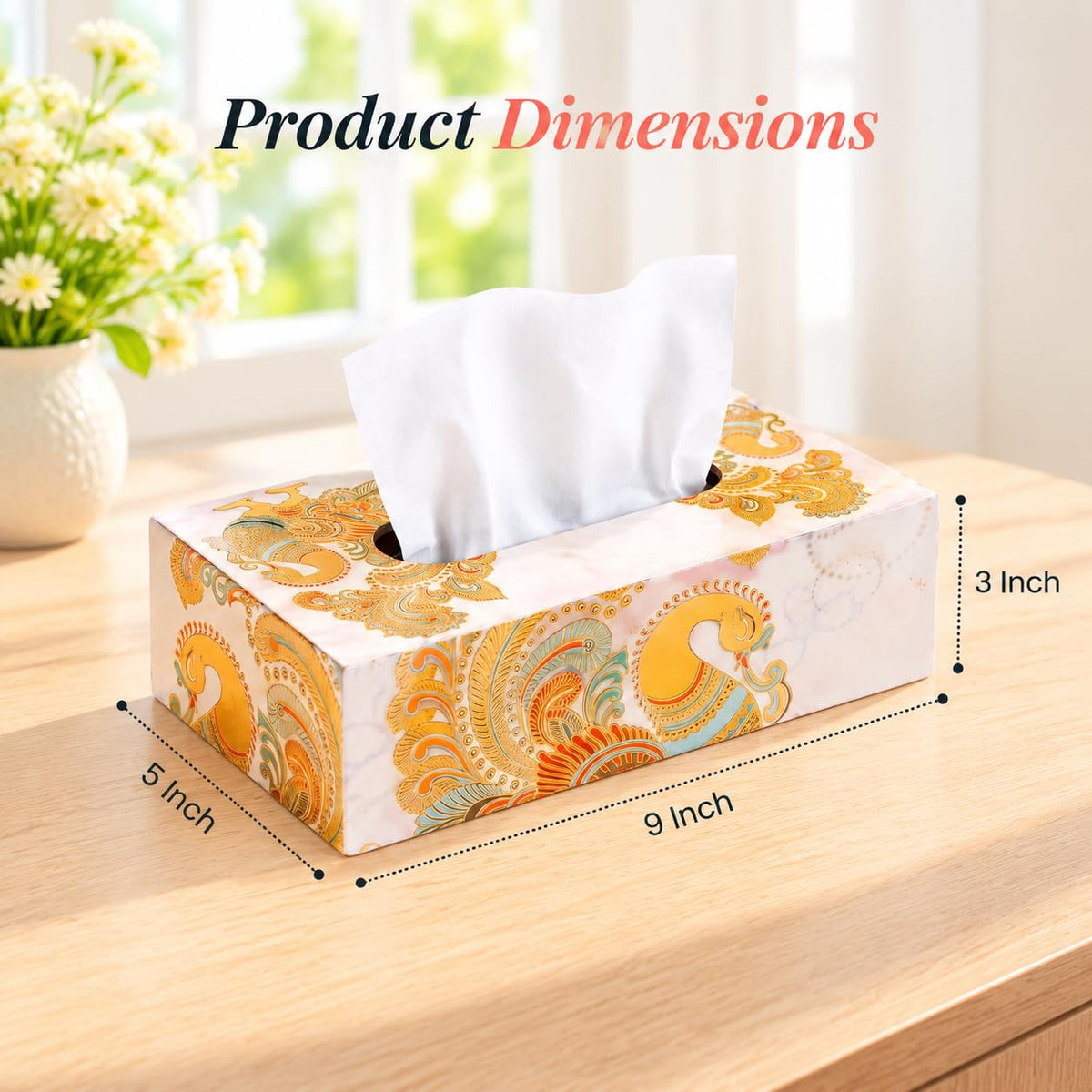 HOKIPO Tissue Box Holder, Rectangle, Engineered Wood, Mayur Mahal - image 4