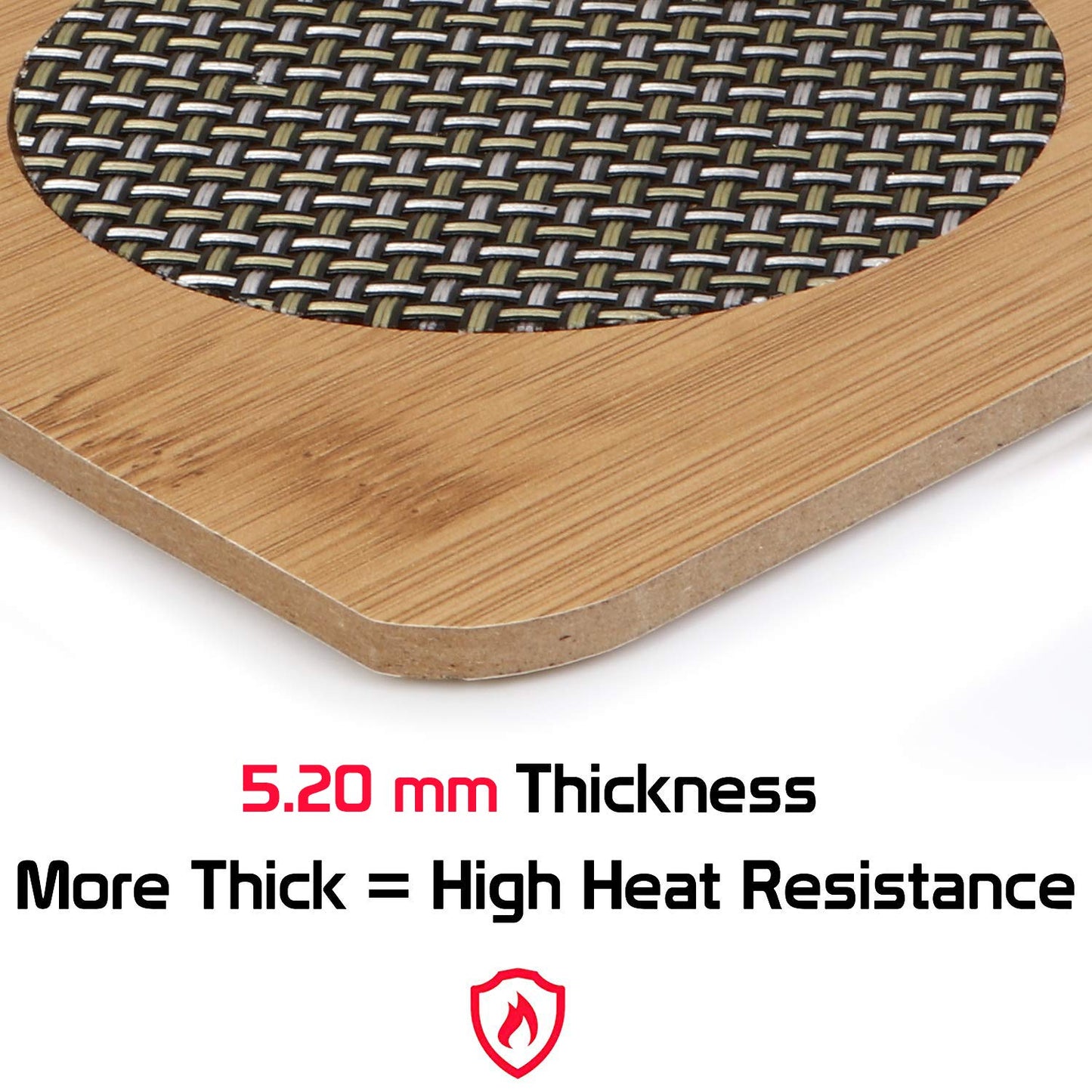 HOKIPO Eco-Friendly Bamboo Wooden Coasters for Dining Table Heat Pad for Kitchen - Pack of 2/4/6