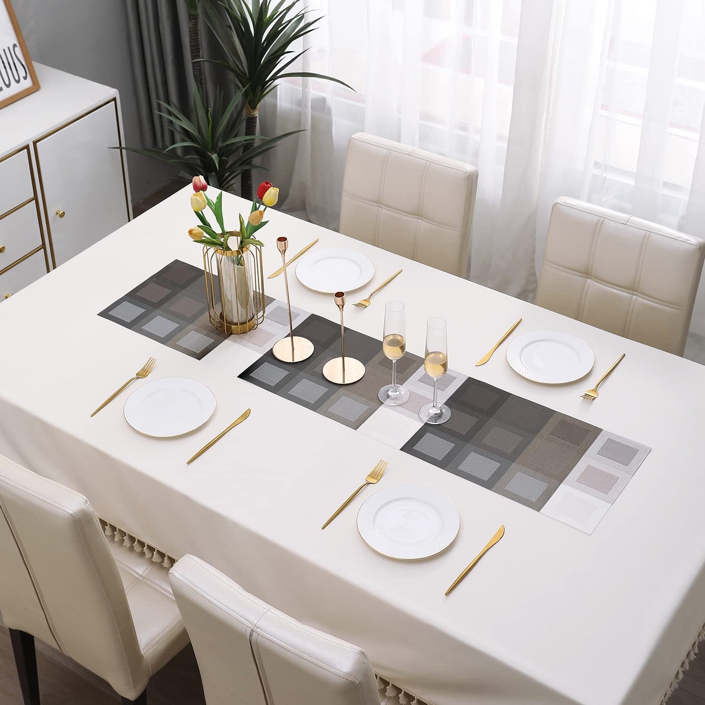 PVC Table Runner Dinner and Coffee Table, 30x135 cm, Gradient Brown
