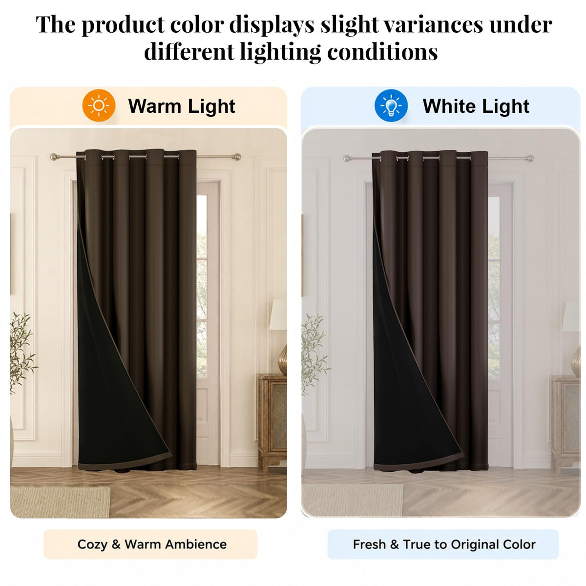 HOKIPO Midnight True Blackout Curtains, 7 Feet Long - Dark Brown - image 5