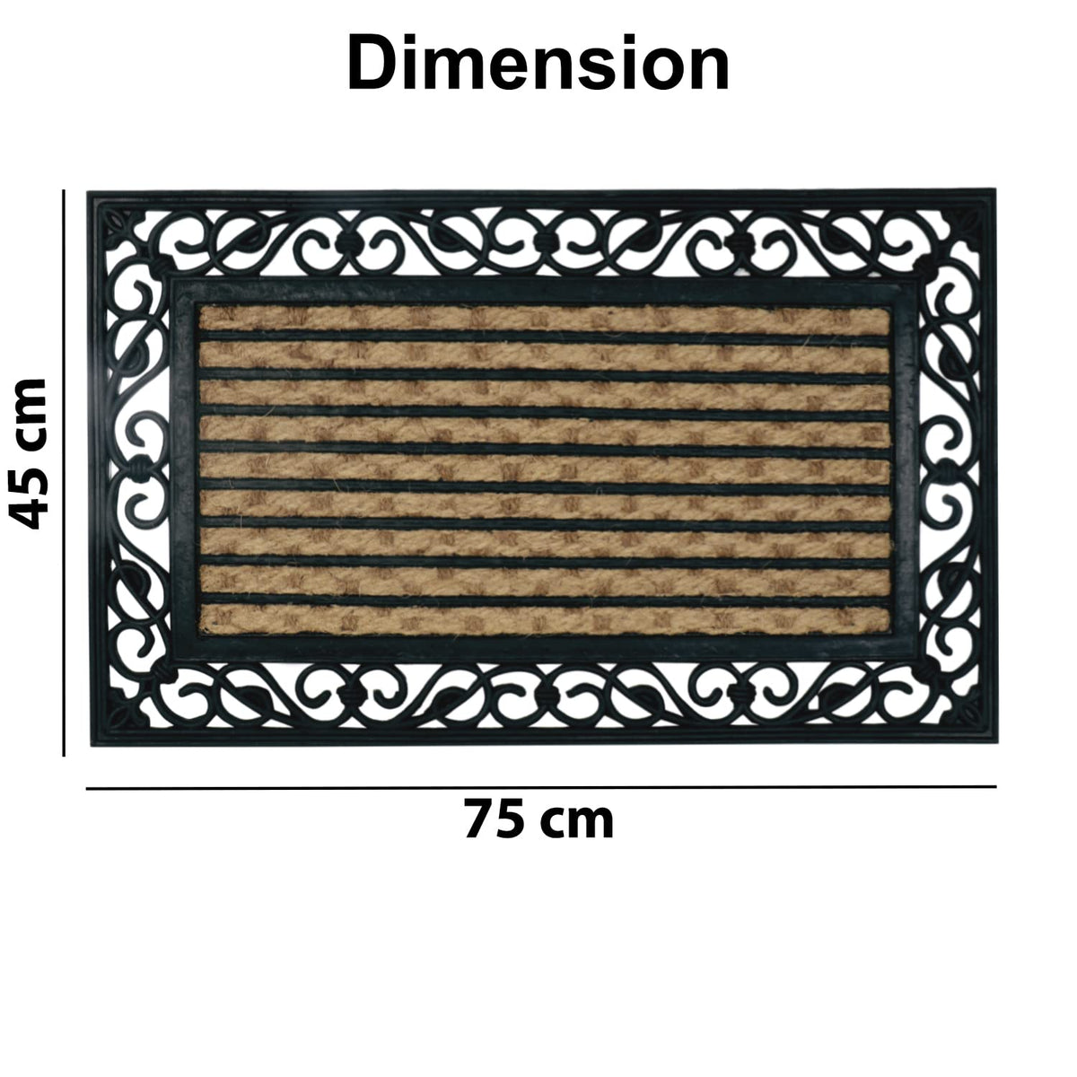 Natural Coco Coir Rubber Doormats for Home Entrance, 45x75 cm
