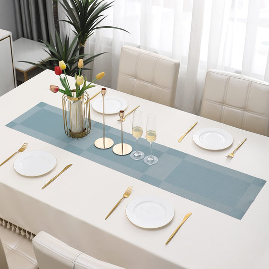 PVC Dining Table Runner, Blue