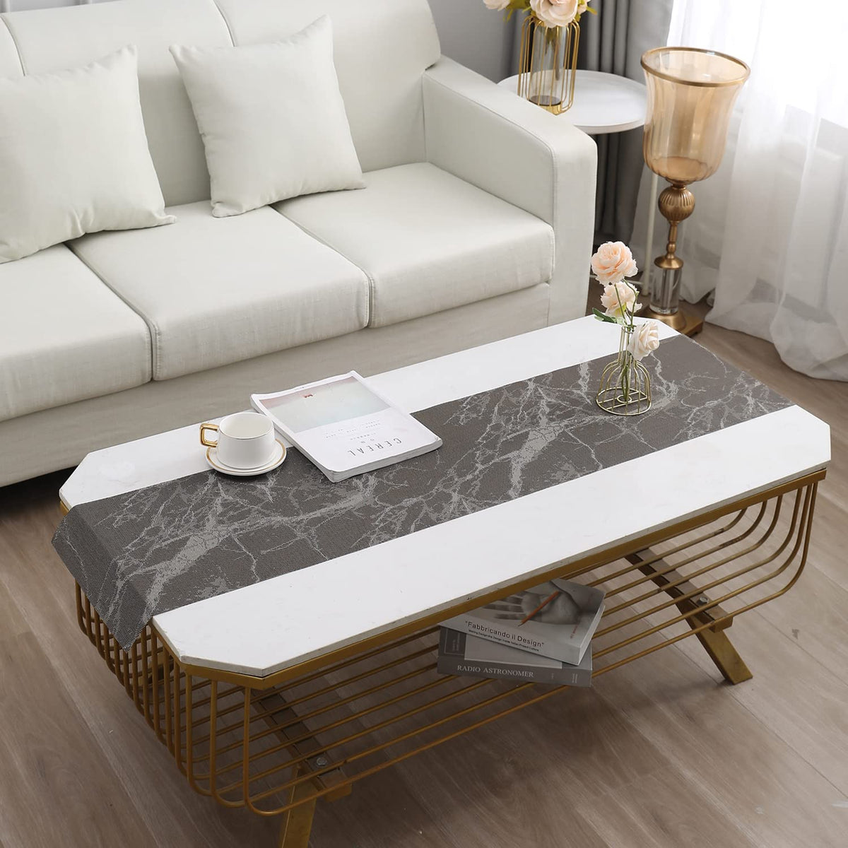 Buy Abstract Brown Colour PVC Runner for Coffee & Center Table​ | HOKIPO