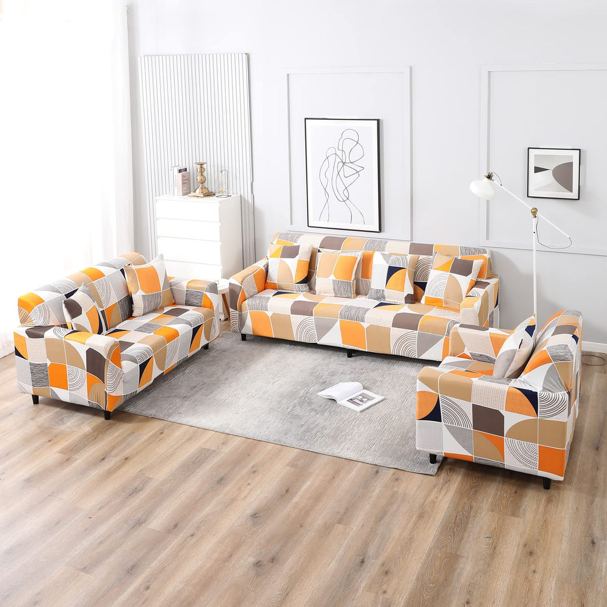 Square Abstract Printed zippered square sofa cushion covers