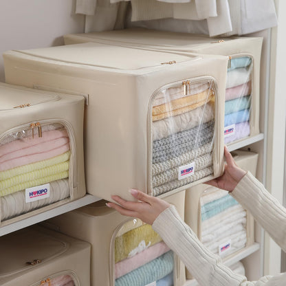 600D Oxford Fabric Wardrobe Organizer for Storage - Beige