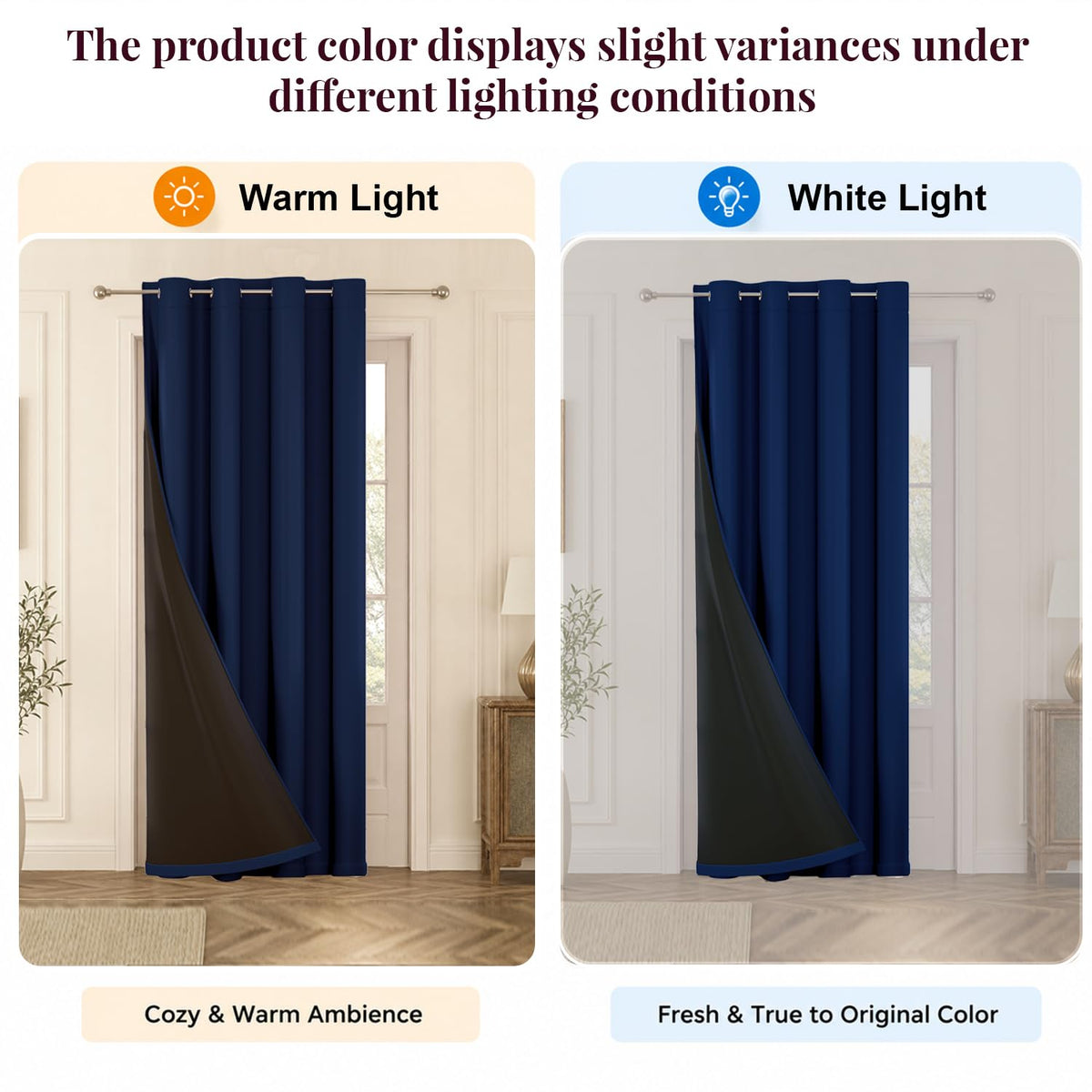 HOKIPO Midnight True Blackout Curtains, 7 Feet Long - Royal Blue - image 5