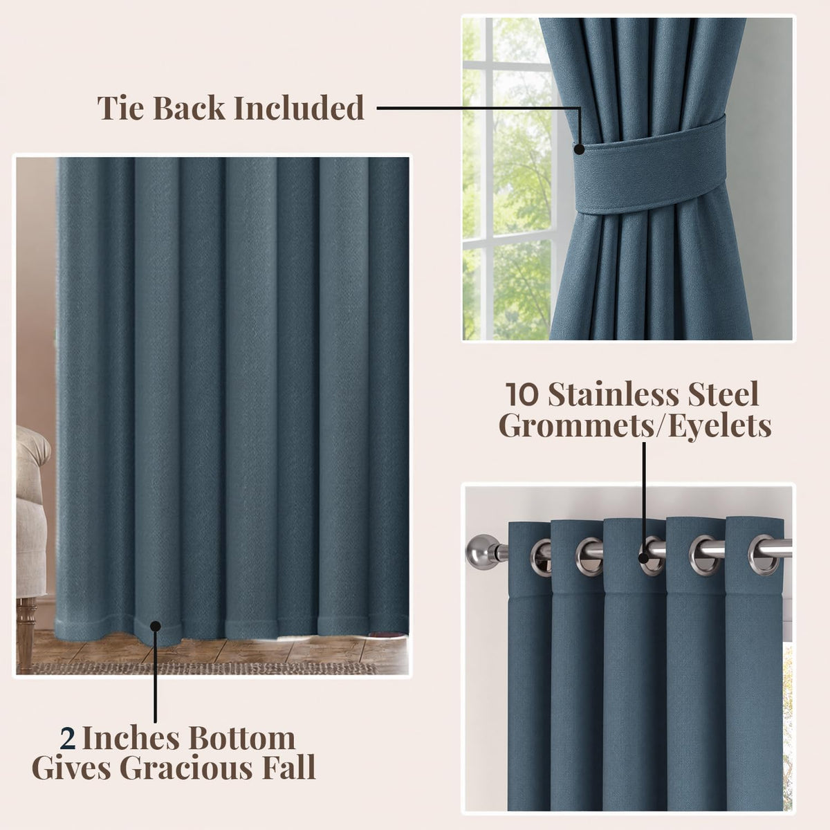 HOKIPO Atmosphere Dimout Curtains, 7 Feet Long - Midnight Blue - image 4