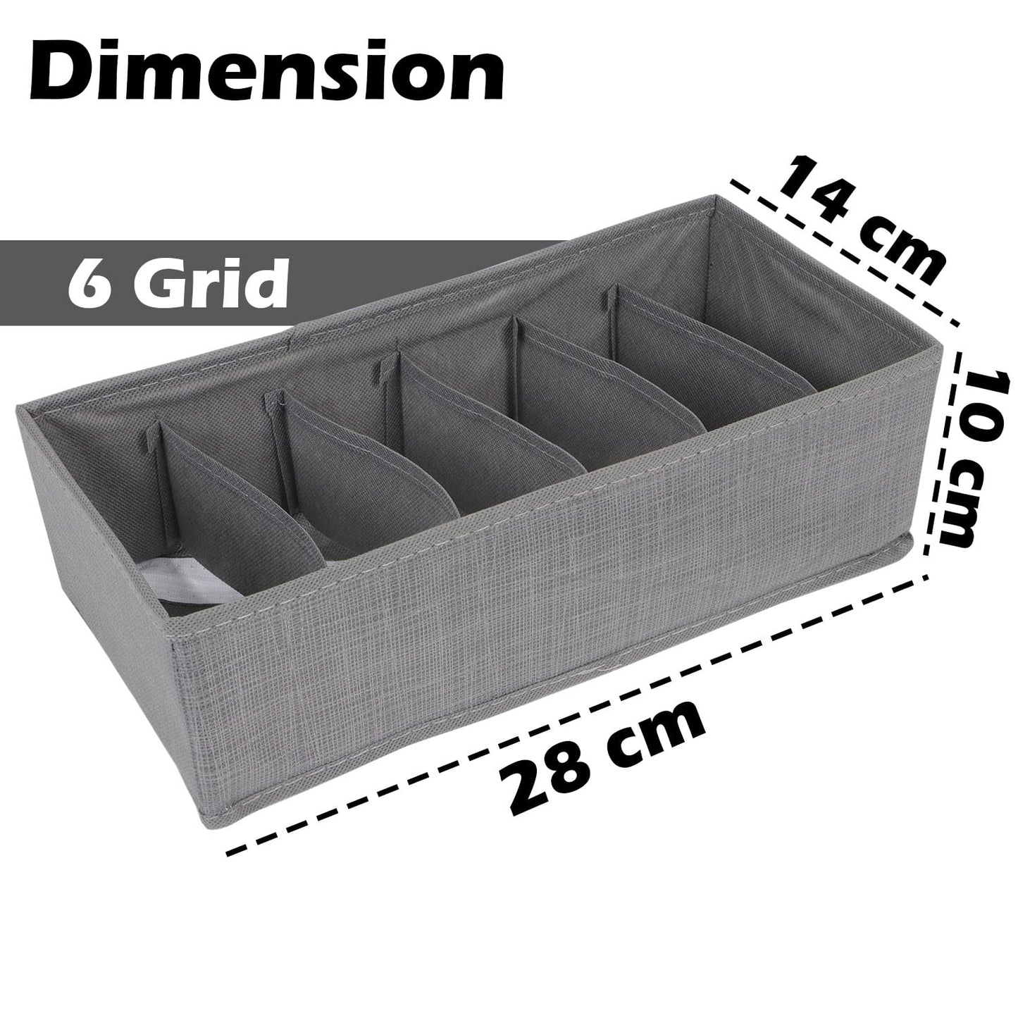 Non-Woven Fabric Undergarment Organizer Storage Box For Drawers Bra Panty Socks Tie Lingerie Organizer For Wardrobe, Grey