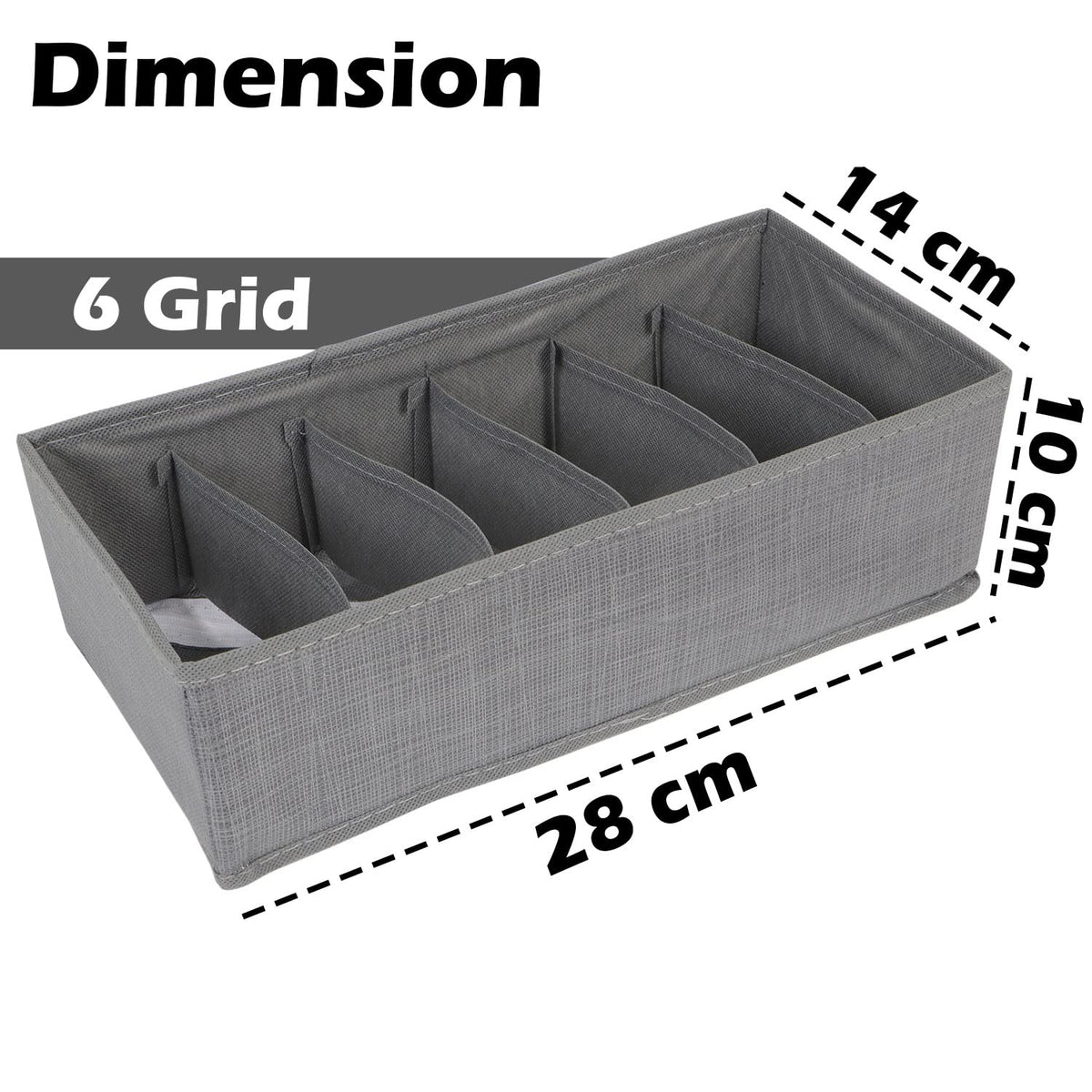 Non-Woven Fabric Undergarment Organizer Storage Box For Drawers Bra Panty Socks Tie Lingerie Organizer For Wardrobe, Grey