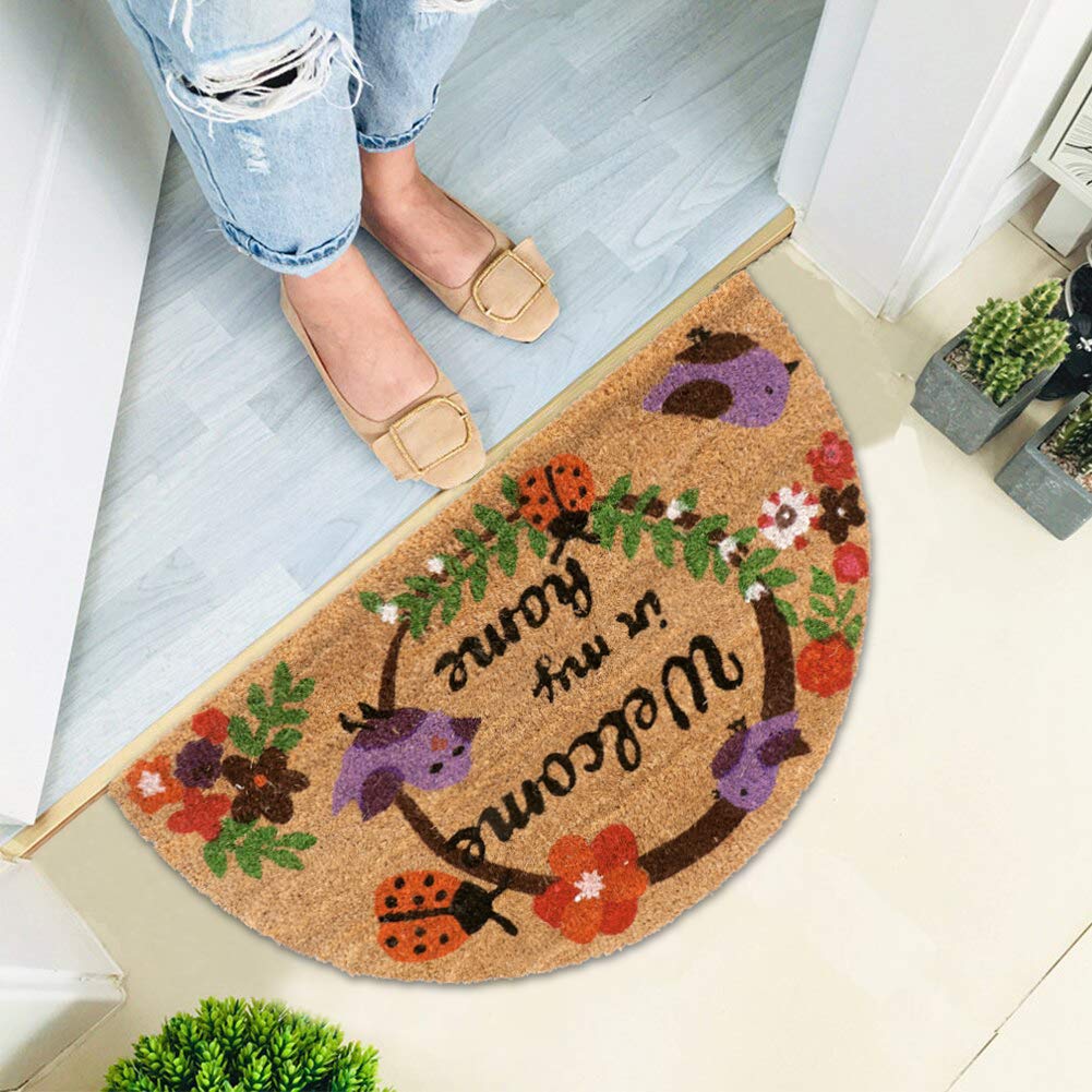 Large 45x75cm Coir Door Mats for Entrance Big Size Welcome Mat, Purple