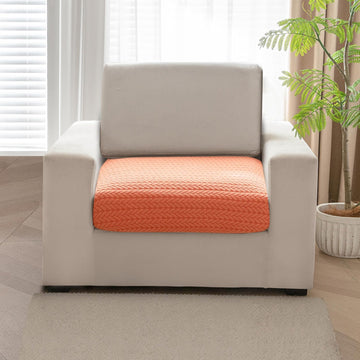 Stretchable Thick Jacquard Textured Seat Couch Cushion Cover for 1/2/3 Seaters, Orange