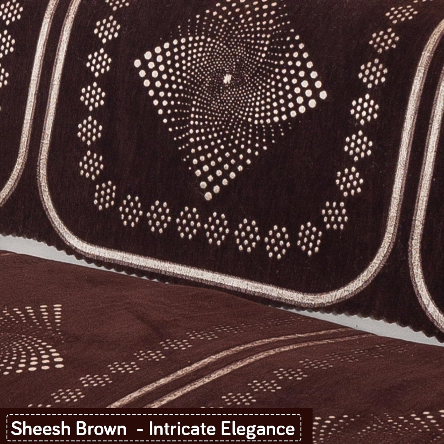 Royal Aangan Premium Chenille Jacquard Sofa Cover 5 Seater Set 3+1+1 Sofa Cover for Seat & Back, Sheesh Brown