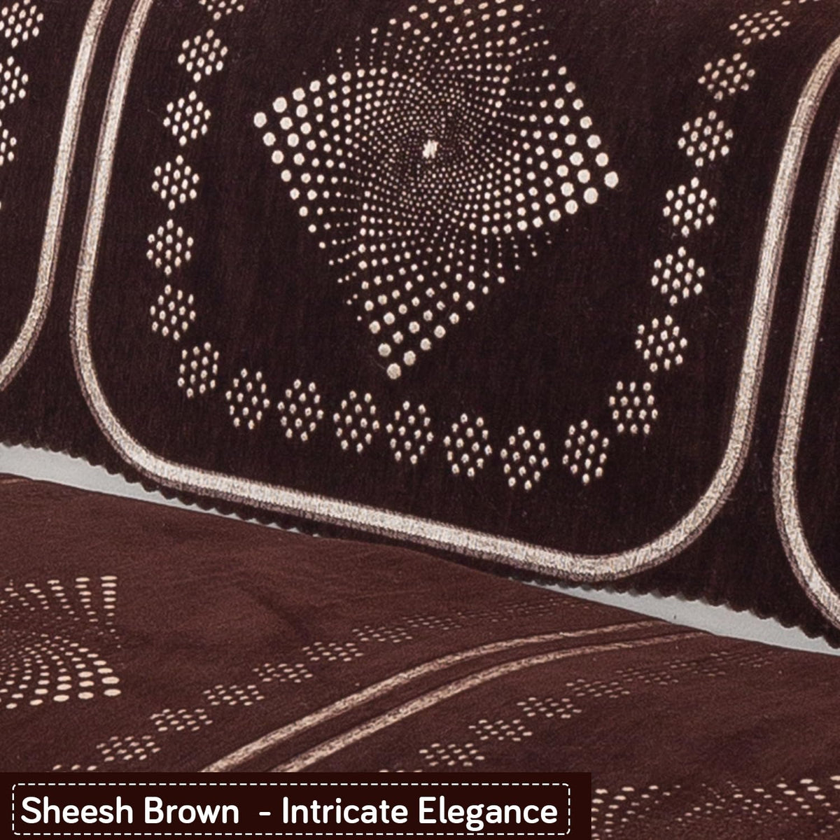 Royal Aangan Premium Chenille Jacquard Sofa Cover 5 Seater Set 3+1+1 Sofa Cover for Seat & Back, Sheesh Brown