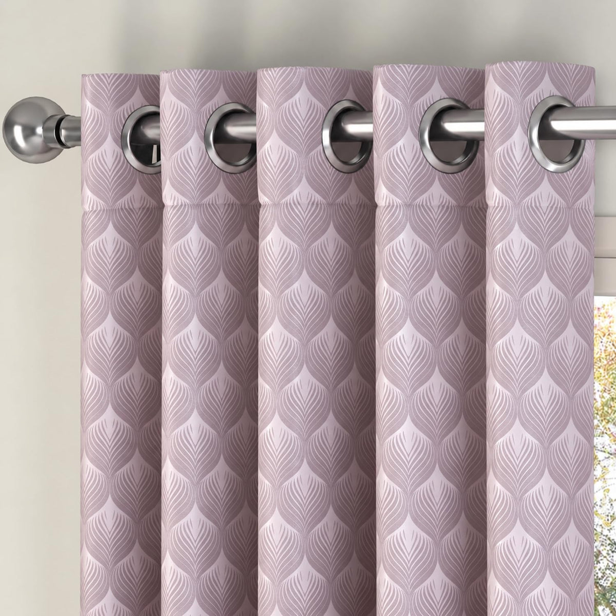 HOKIPO Twilight Curtains, 7 Feet Long - Raindrop Mosaic Rose Pink - image 7
