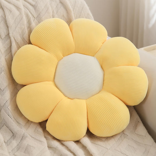 Luxury Flower Plush Decorative Pillow – Ultra-Soft Seating Cushion (42 cm, Daffodil Yellow)