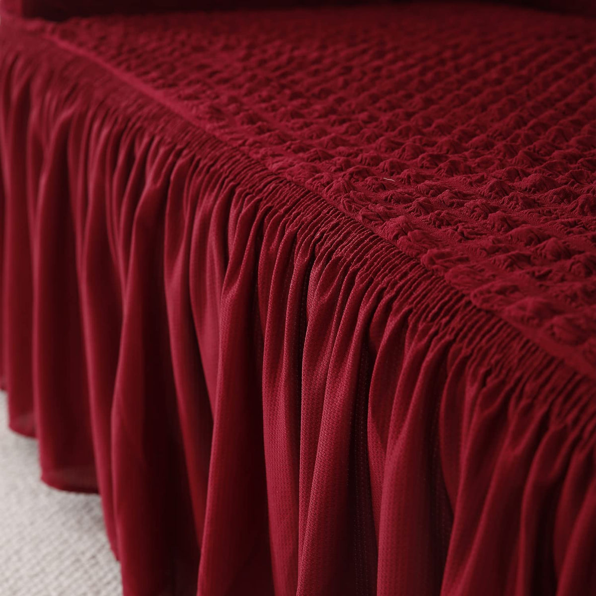 Cherry Red Turkish Bubble frill full beautiful sofa cover set