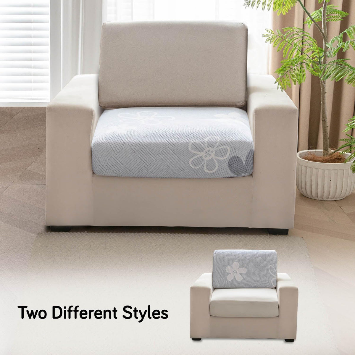 Stretchable Thick Fleece Textured Seat Couch Cushion Cover for 1/2/3 Seater, Blue