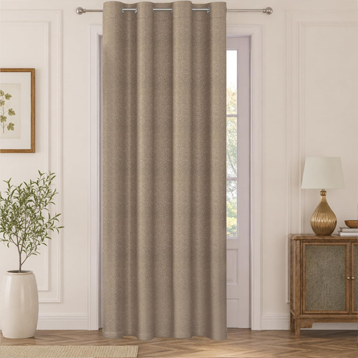 HOKIPO Eden Eyelet Curtains, 7 Feet Long - Mocha Brown - image 2