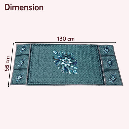 Eternal Floral Printed Quilted Fridge Top Cover with side Pockets - Icy Floral