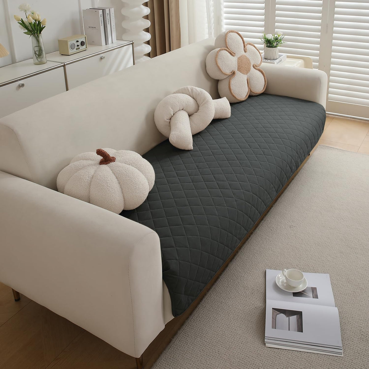 Waterproof Anti-Slip Quick Dry Sofa Seat Mat for 1/2/3 Seater, Grey
