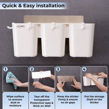 Self Adhesive Plastic Storage Rack For Bathroom/Wash Basin Shower Accessories,White