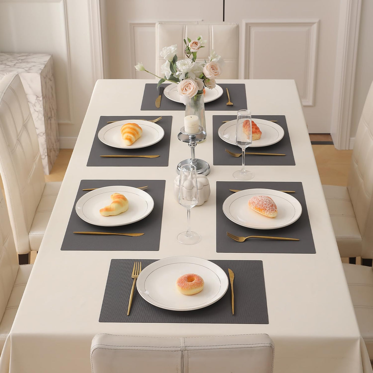 Buy anchor grey pp waterproof dining table mats set of 6