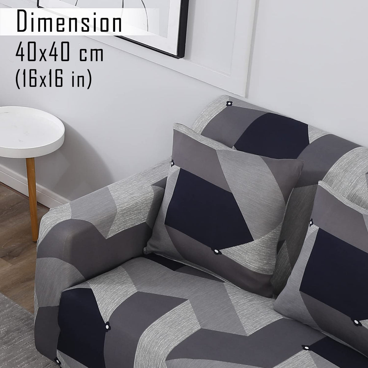 Geometric Grey Printed zippered sofa pillow covers Set of 2