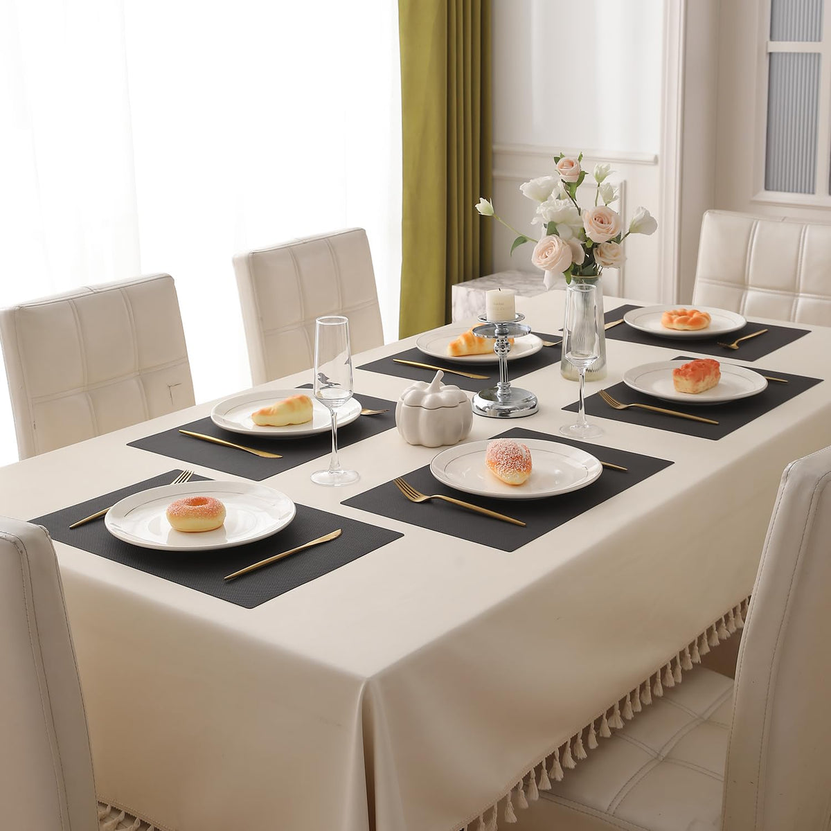 Buy chocolate brown pp waterproof table mats set of 6