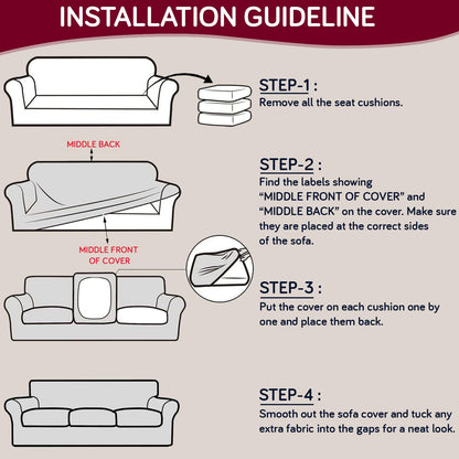 Printed Stretchable Sofa Slipcover with 1/2/3 Pc Separate Seat Cushion Cover for each 1/2/3 Seater, Spectrum Mosaic Magic