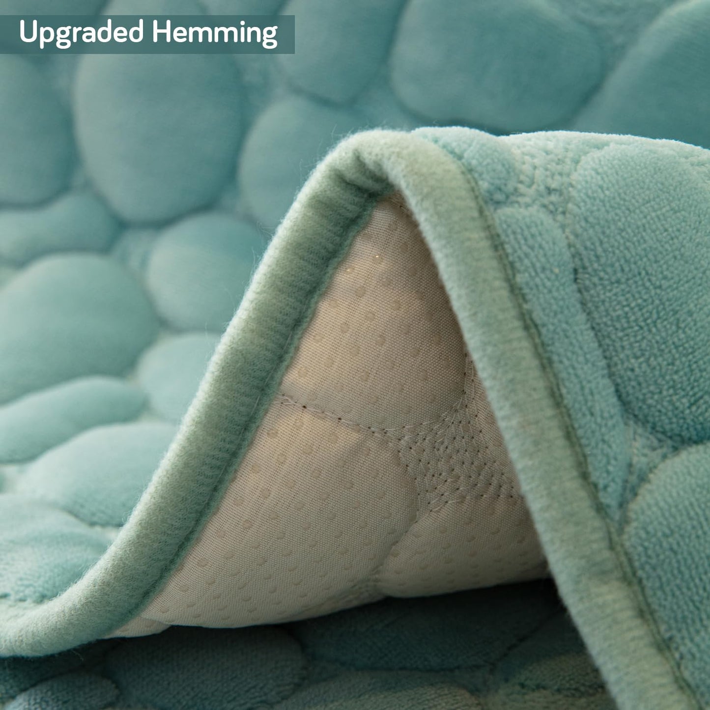 HOKIPO Premium Pebble Milk Velvet L Shape Sofa Cover Mat, Fog Blue