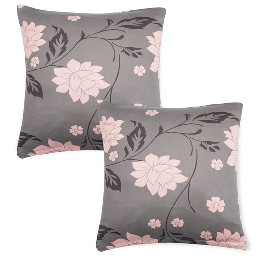 HOKIPO Stretchable Pack of 2 Cushion Cover 16x16,Grey Dahlia
