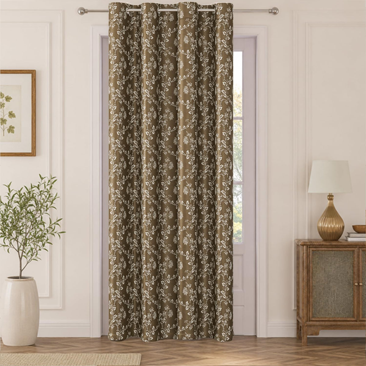 HOKIPO Bahaar Eyelet Curtains, 7 Feet Long - Mocha Brown - image 2