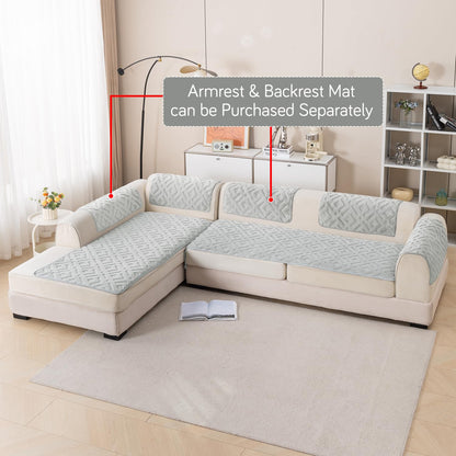 Velvet Maze Premium L Shape Sofa Cover Seat Mat, Light Grey