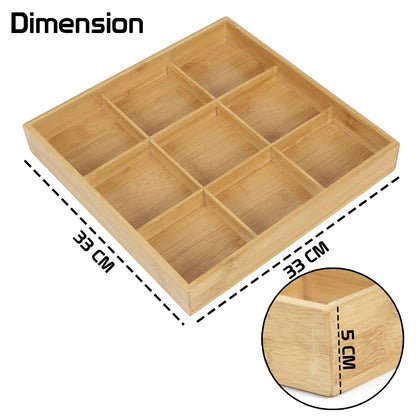 Eco-Friendly Bamboo 9 Compartment Storage Organizer for Home