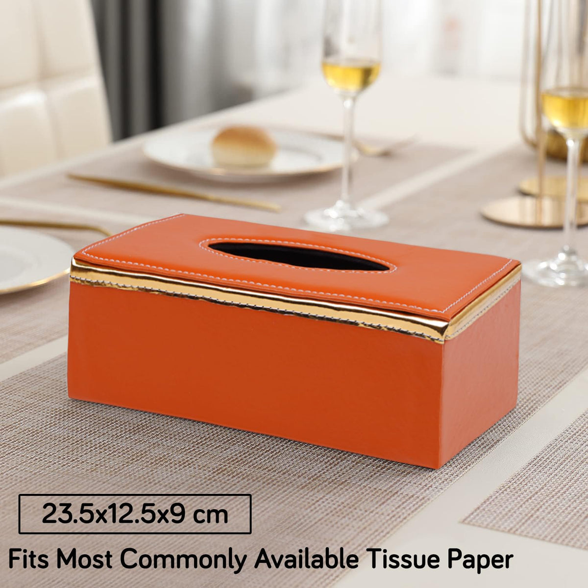 buy orange faux leather leatherite tissue paper holder | HOKIPO