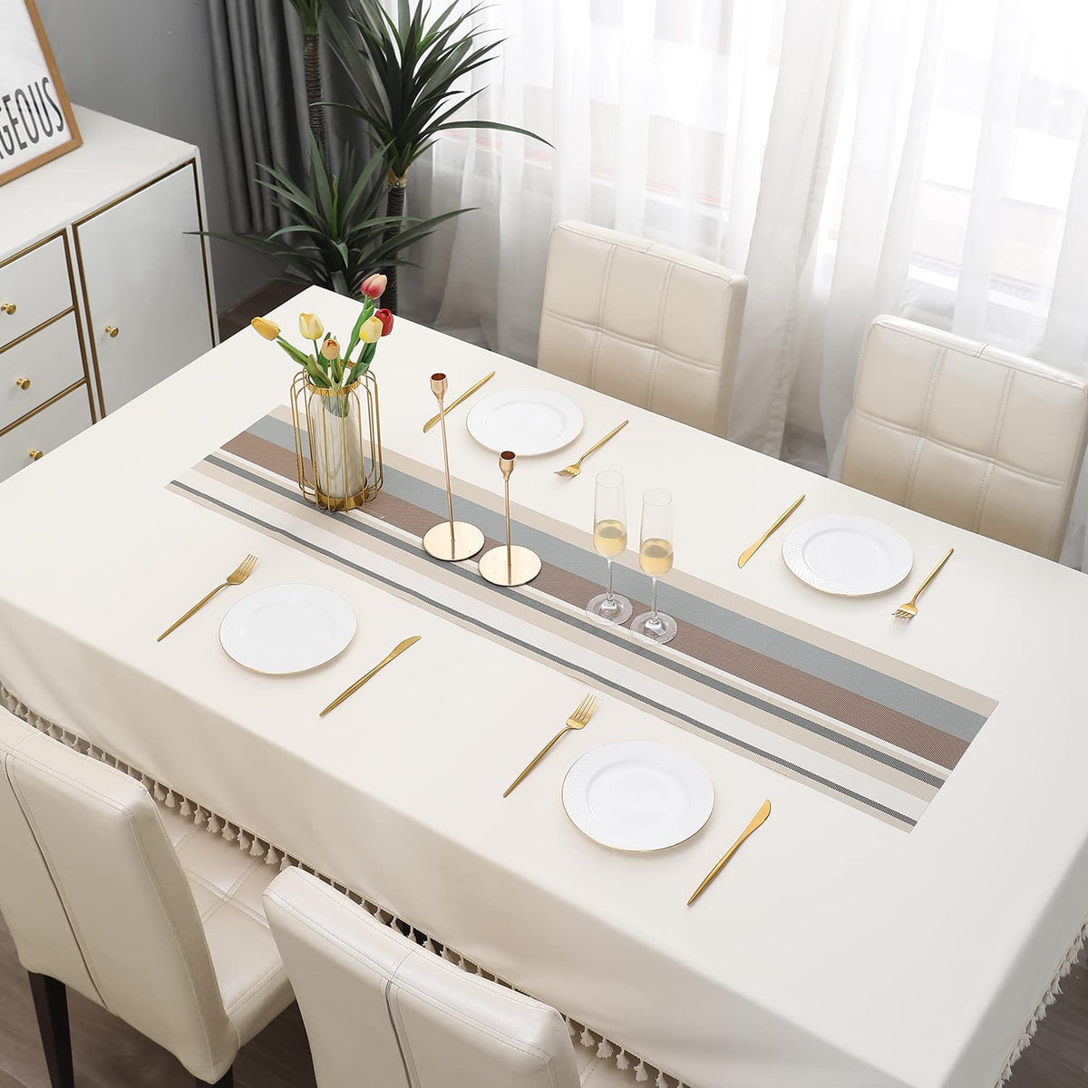 Buy Multicolour PVC Runner for 4 Seater Dining Table | HOKIPO