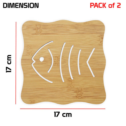 HOKIPO Eco-Friendly Bamboo Coasters for Dining Table Heat Pad for Kitchen - Pack of 2/4/6