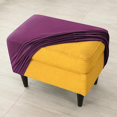 Premium 210 GSM Velvet Stretchable Ottoman Foot Rest Stool Cover, Purple