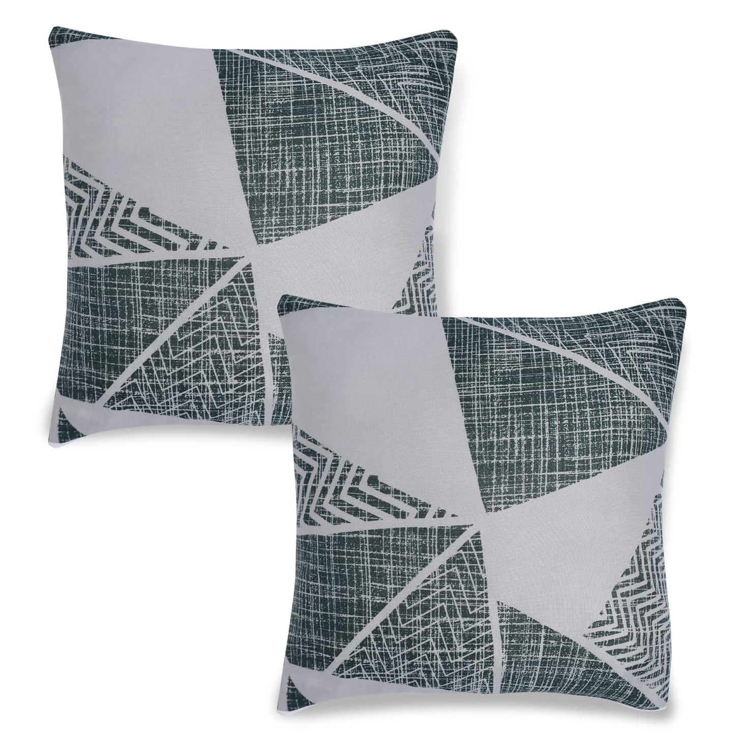 HOKIPO Stretchable Pack of 2 Cushion Cover 16x16 inch, Grey Geometric Abstract
