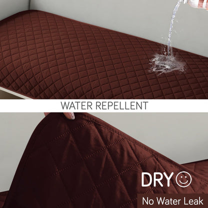 HOKIPO Waterproof Quilted Quick Dry L Shape Sofa Seat Cover Mat, Brown