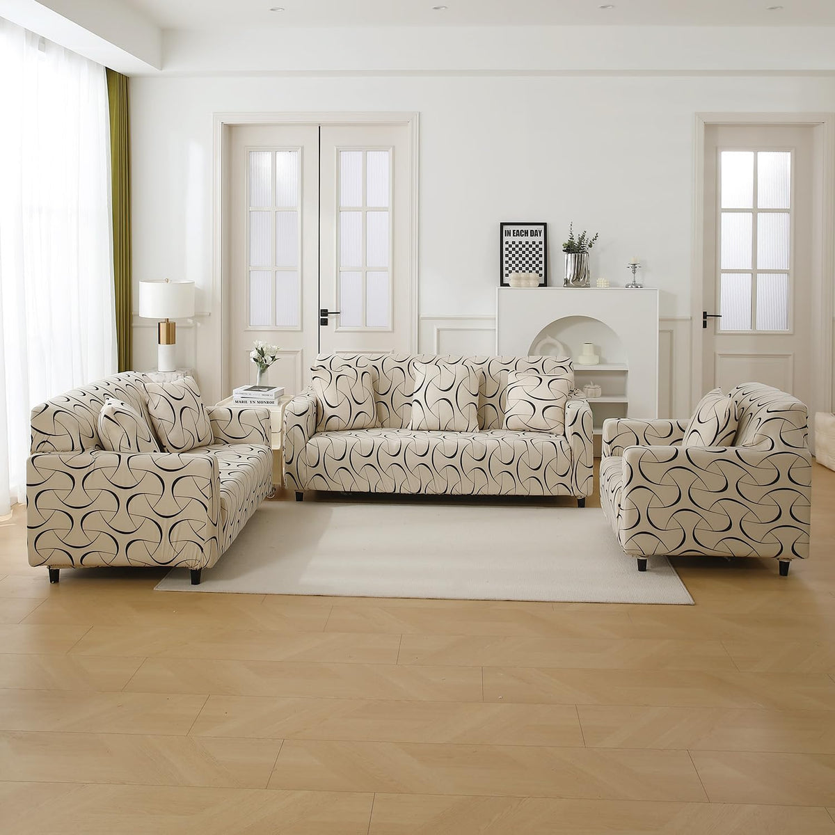 Natural Beige Abstract Art 16 by 16 zippered square sofa cushion covers